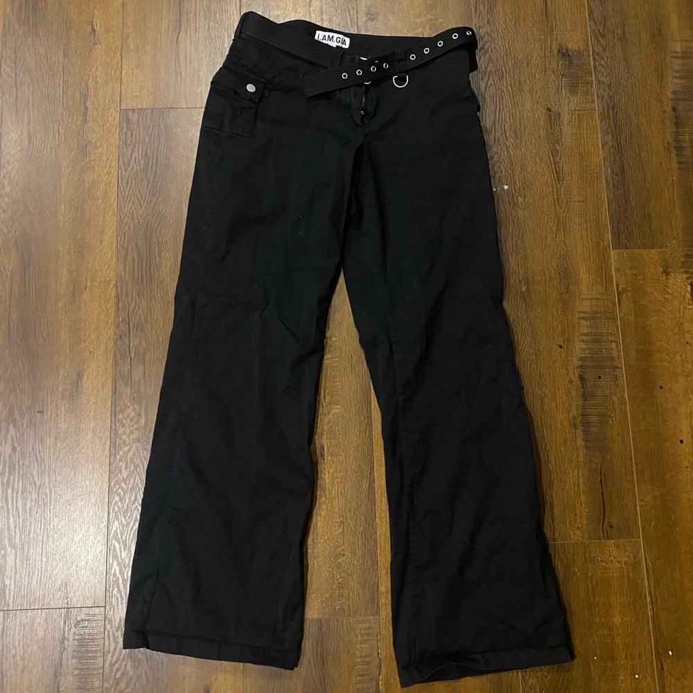 I am gia black cargo wide leg pants